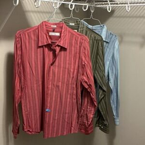 Calvin Klein Men's Striped Shirt - Red, Green, Blue